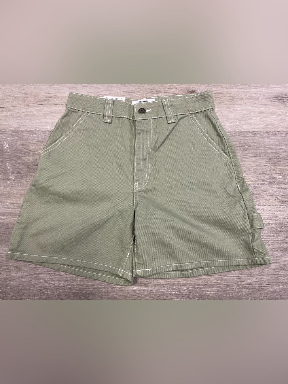 Cotton On Olive Green High-Waist Utility Shorts